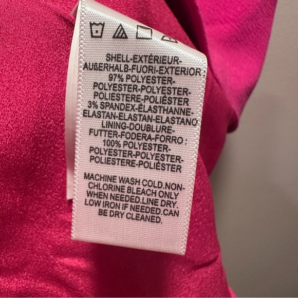 Dress The Population NWT Catalina Dress Bright Fuchsia VNeck Fit & Flare Midi S - Picture 10 of 16